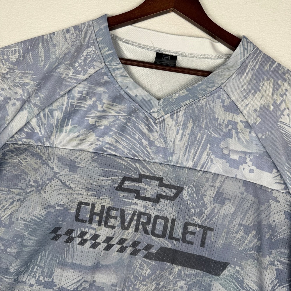 GM Official Chevrolet Racing Jersey Mens 3X Gray Camo Pine Mesh V-Neck Shirt #11